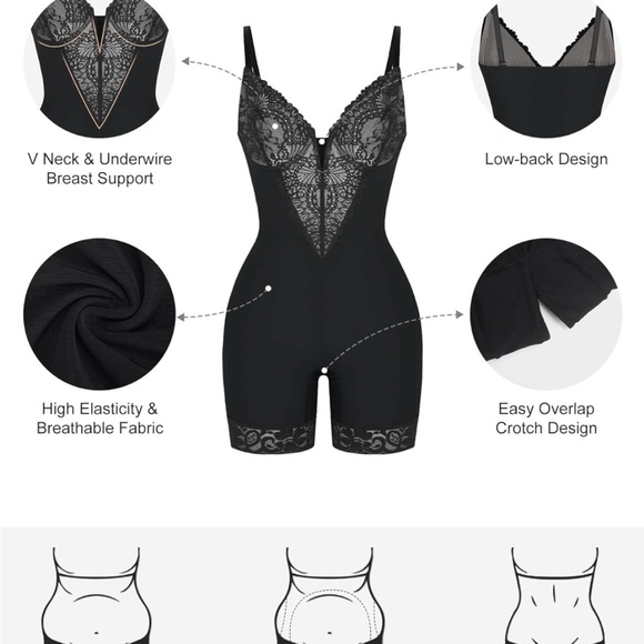 Popilush Lace Deep-V Short Bodysuit XL - Picture 5 of 10